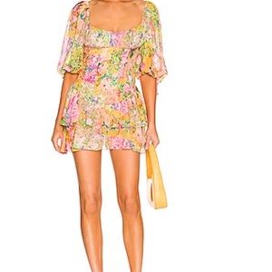 For Love & Lemons Nina mini dress in yellow floral